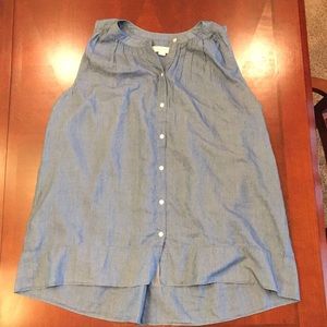 Banded-collar, sleeveless blouse.  Large/Tall